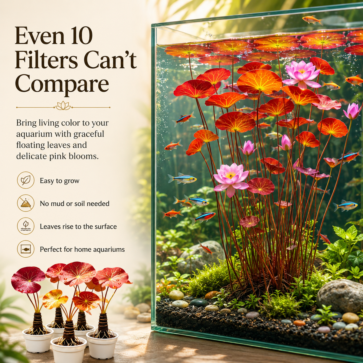 🐟Hydroponic red lotus roots☘️ Turn Your Aquarium into a Living Garden