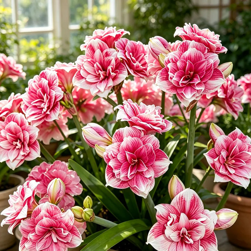 Rose-and-white amaryllis bloom illustration