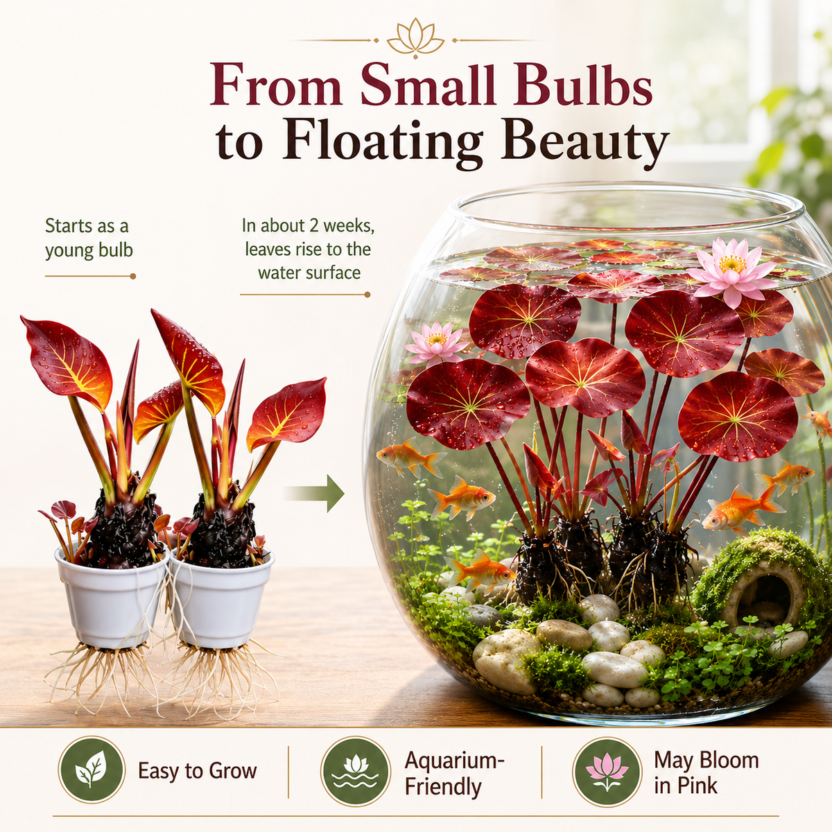 🐟Hydroponic red lotus roots☘️ Turn Your Aquarium into a Living Garden