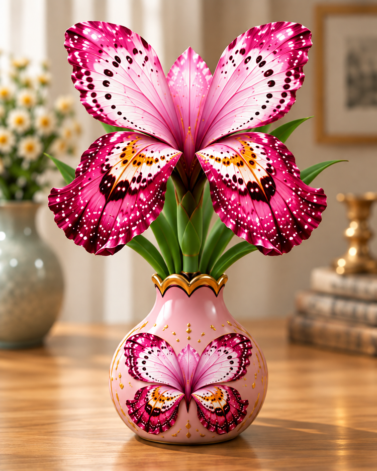 Rose Pink butterfly-inspired floral design illustration